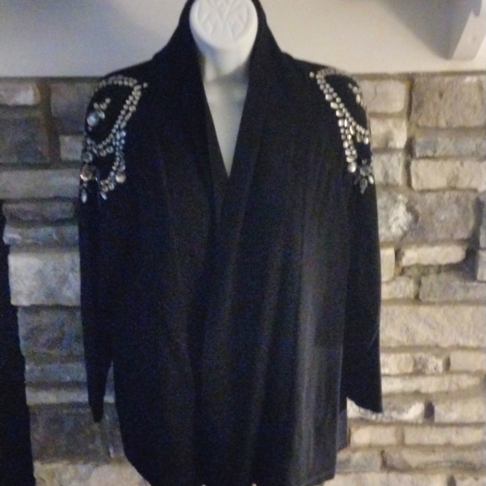 Embellished shoulder Ruby Rd Black Cardigan Sz M